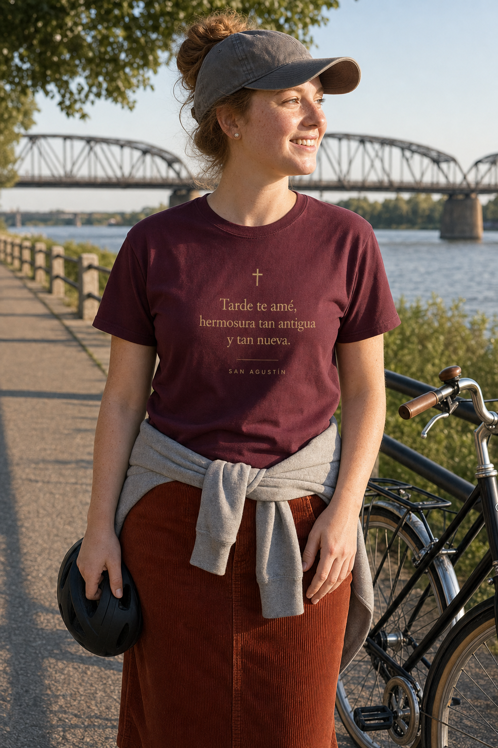 san-agustin-t-shirt lifestyle · Maroon · bnr-card:womens-clothing