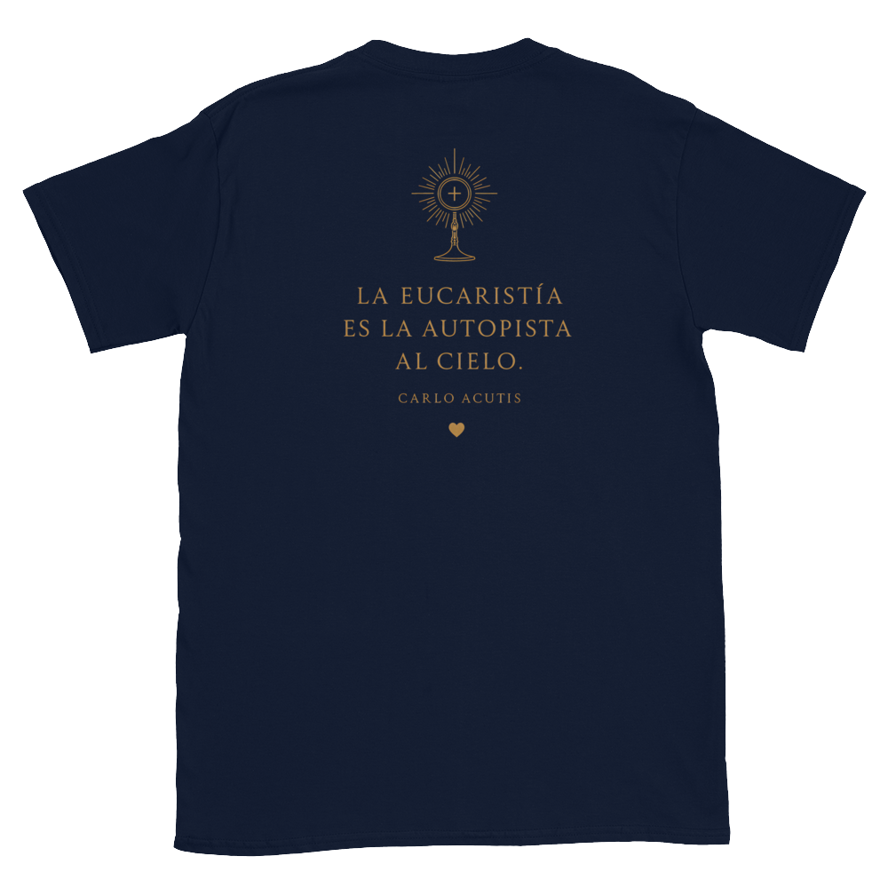 San Carlo Acutis Navy Tee — back · Navy
