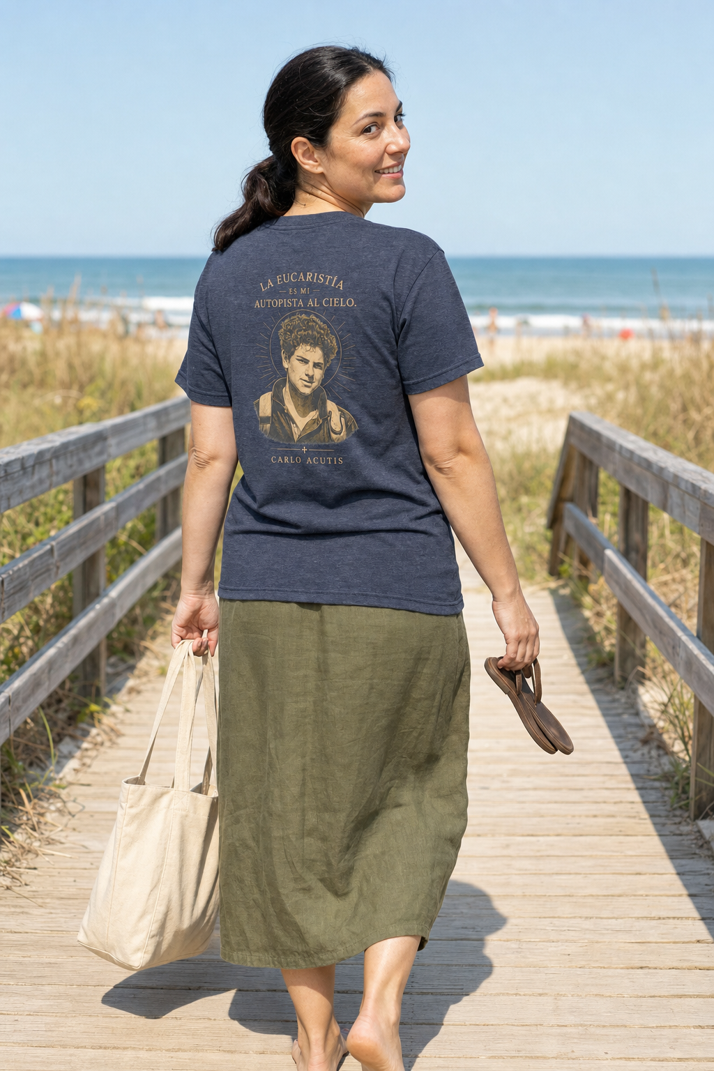 san-carlo-acutis-t-shirt lifestyle · Heather Navy