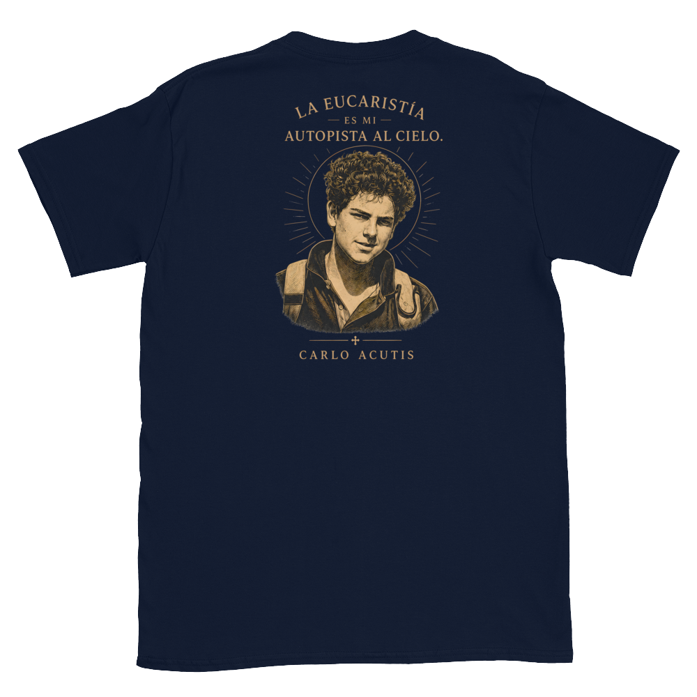San Carlo Acutis Tee — back · Navy