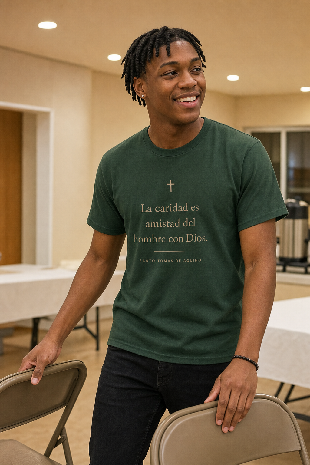santo-tomas-caridad-t-shirt lifestyle · Forest Green