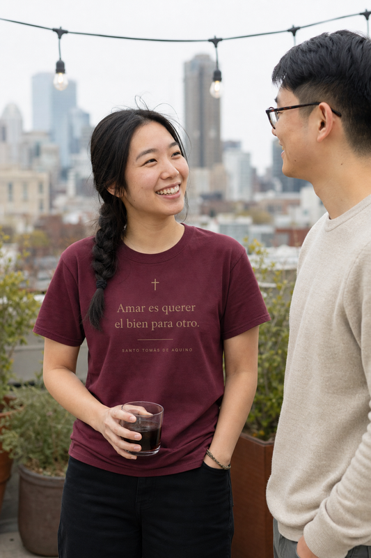 santo-tomas-de-aquino-t-shirt lifestyle · Maroon · bnr-card:womens-clothing