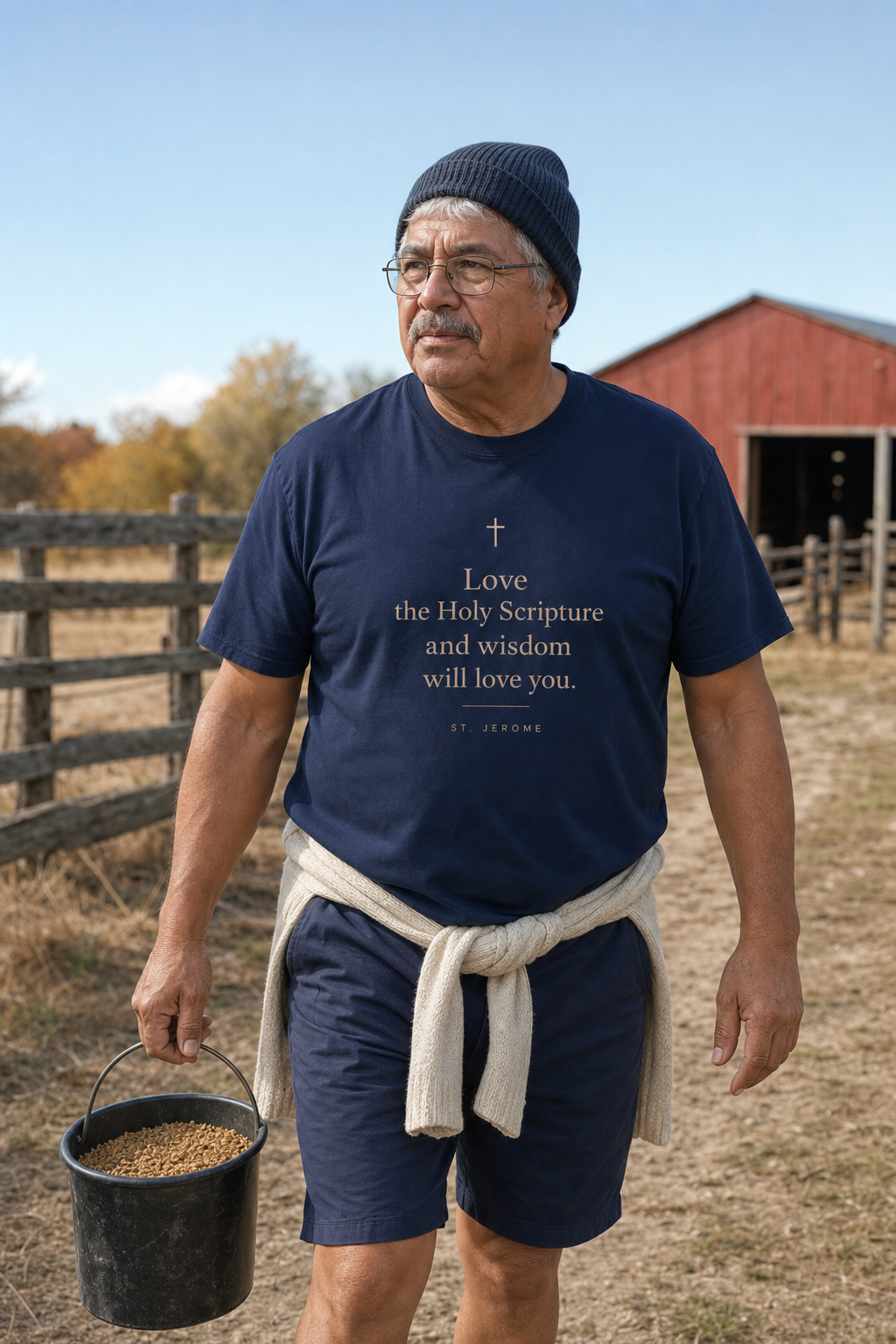 st-jerome-scripture-t-shirt lifestyle · Navy