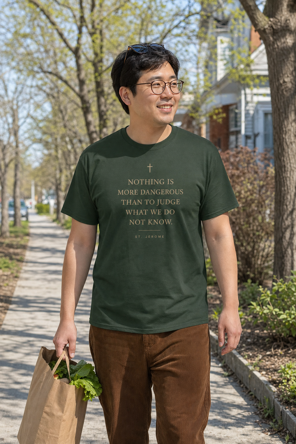 st-jerome-truth-t-shirt lifestyle · Forest Green