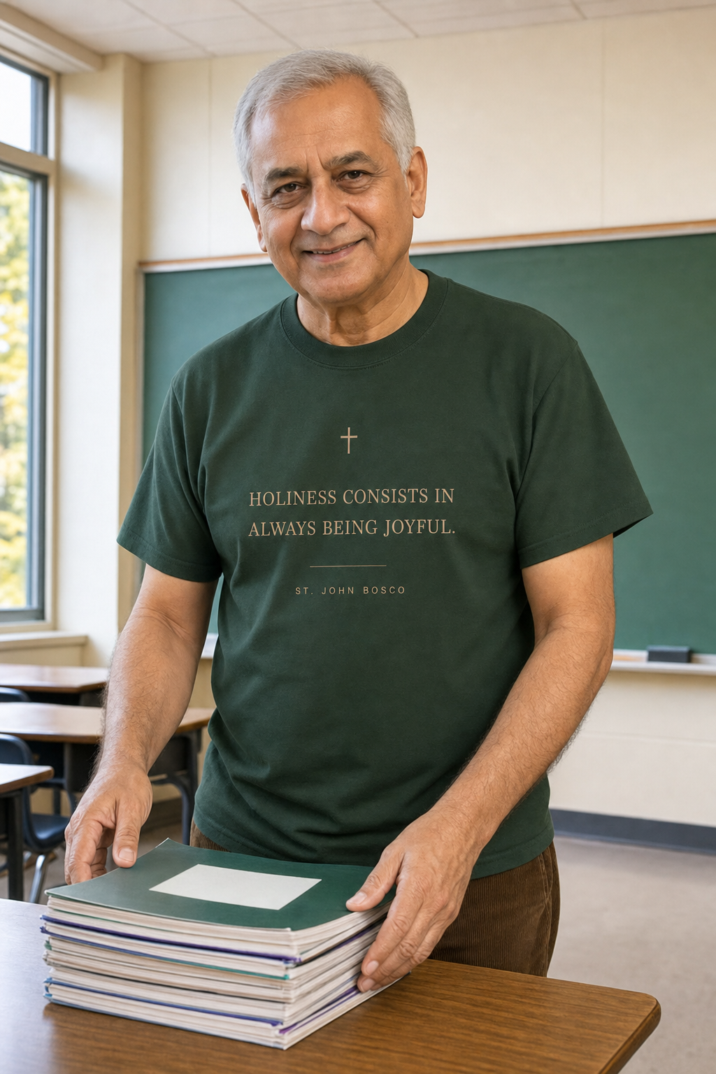 st-john-bosco-t-shirt lifestyle · Forest Green