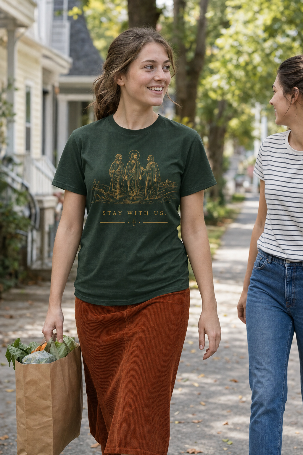 stay-with-us-t-shirt lifestyle · Forest Green