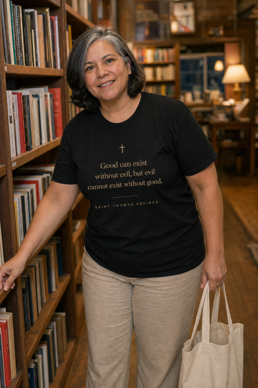 thomas-aquinas-good-t-shirt lifestyle · Black · bnr-card:womens-clothing