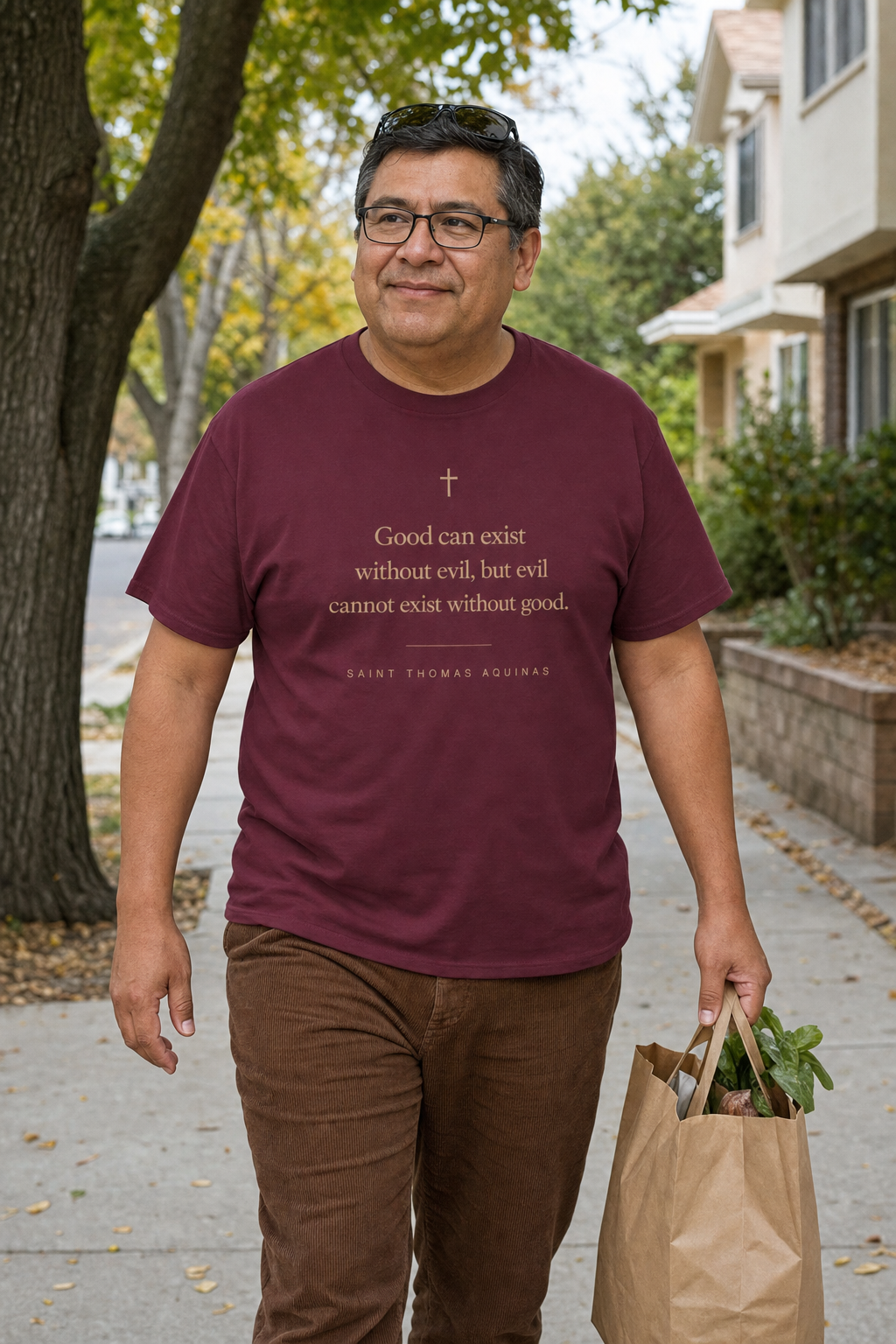 thomas-aquinas-good-t-shirt lifestyle · Maroon