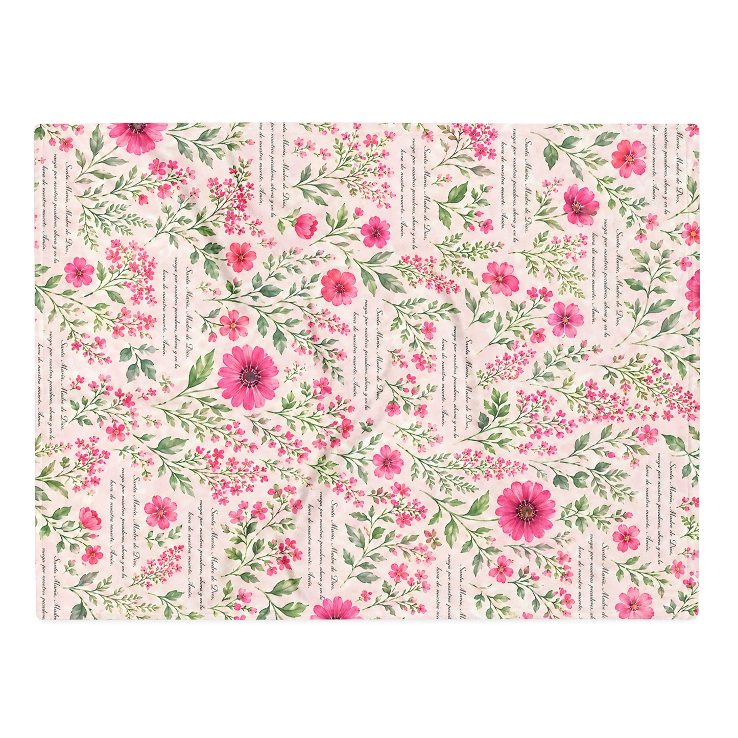 Raspberry Rose Santa María Floral Prayer Throw Blanket