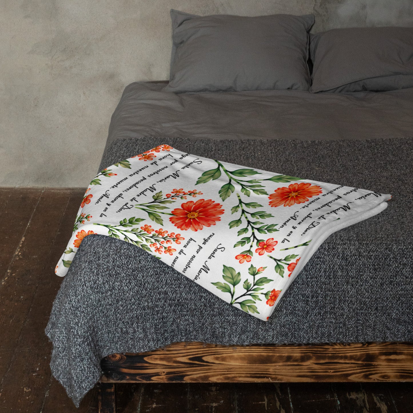 Vibrant Marigold Santa María Floral Prayer Throw Blanket