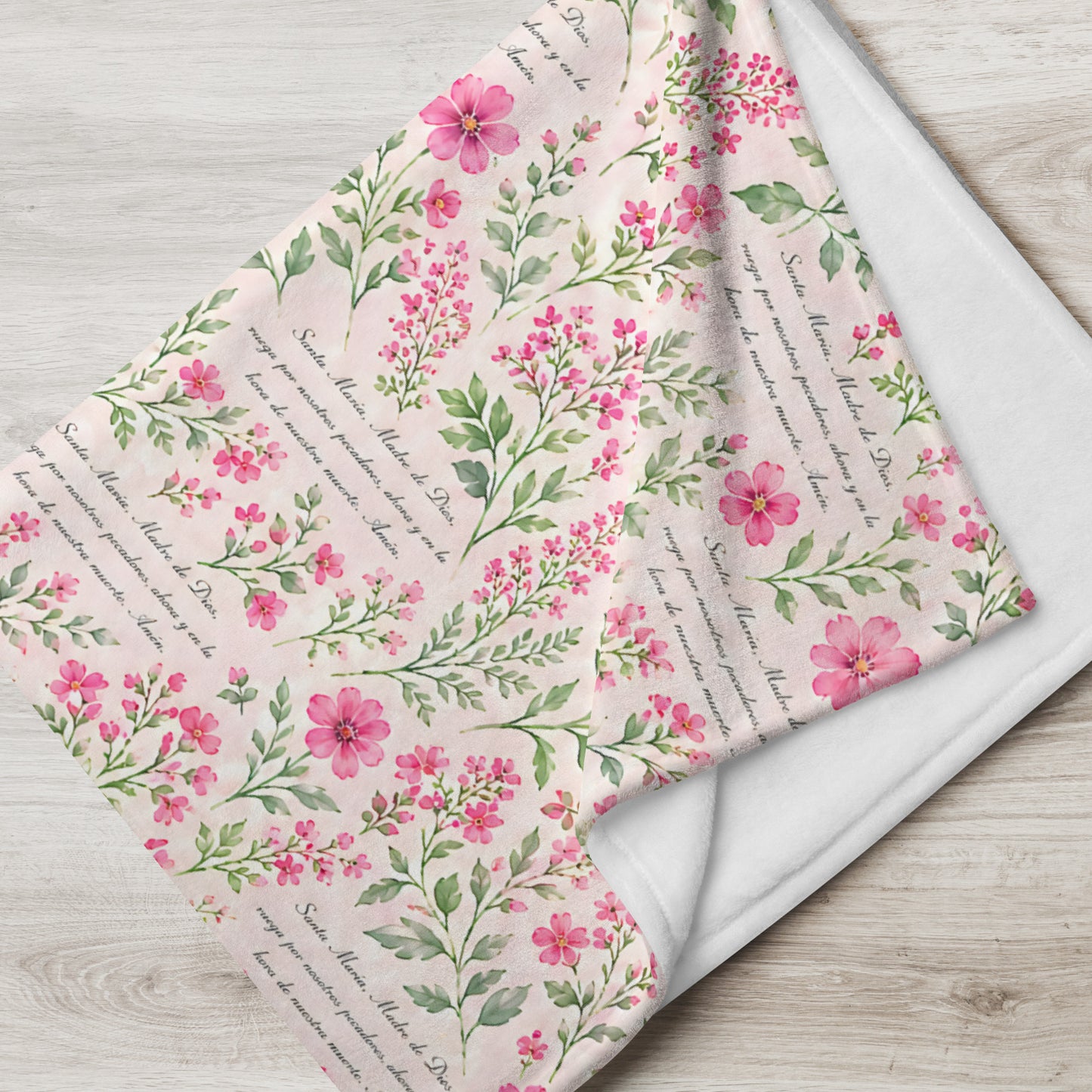 Raspberry Rose Santa María Floral Prayer Throw Blanket
