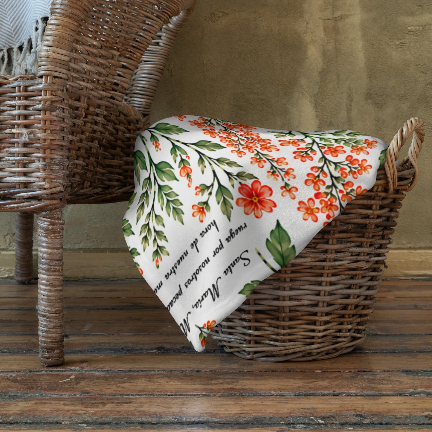 Vibrant Marigold Santa María Floral Prayer Throw Blanket