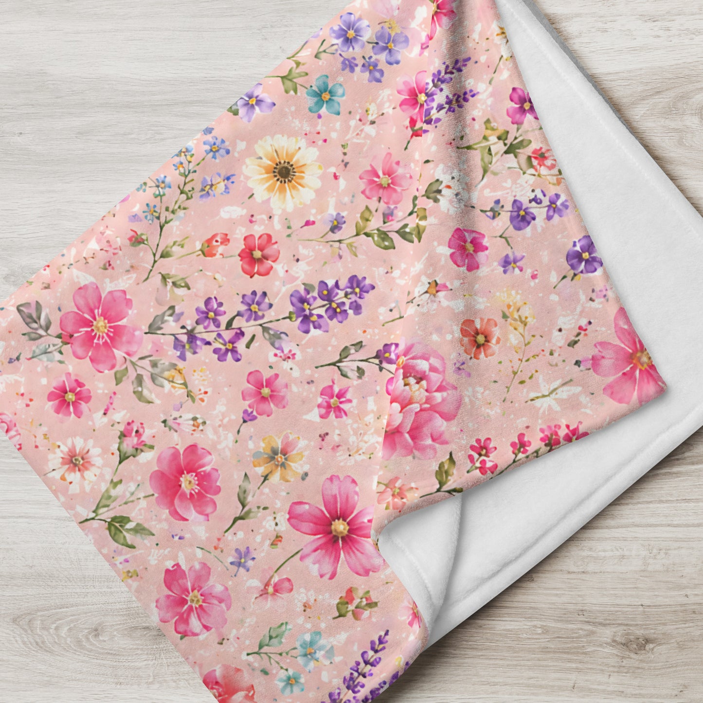 Blush Rose Garden Floral Throw Blanket