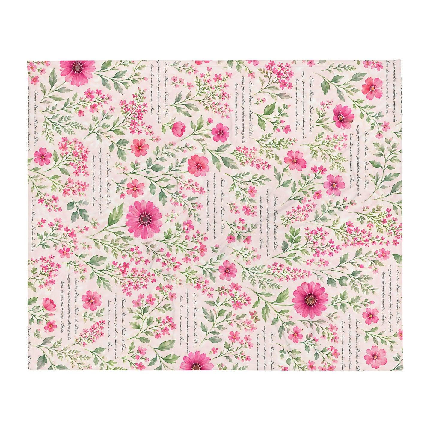Raspberry Rose Santa María Floral Prayer Throw Blanket