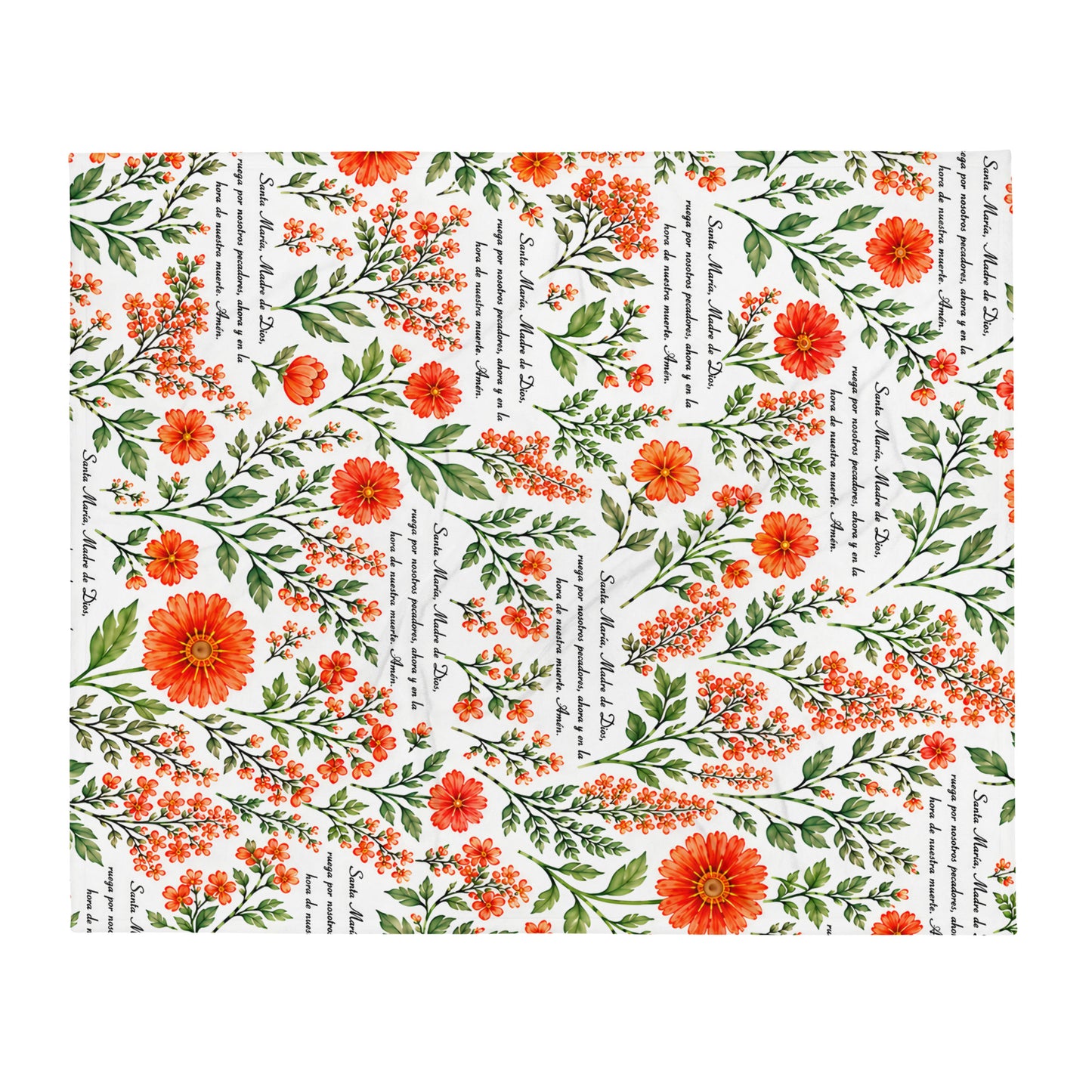 Vibrant Marigold Santa María Floral Prayer Throw Blanket