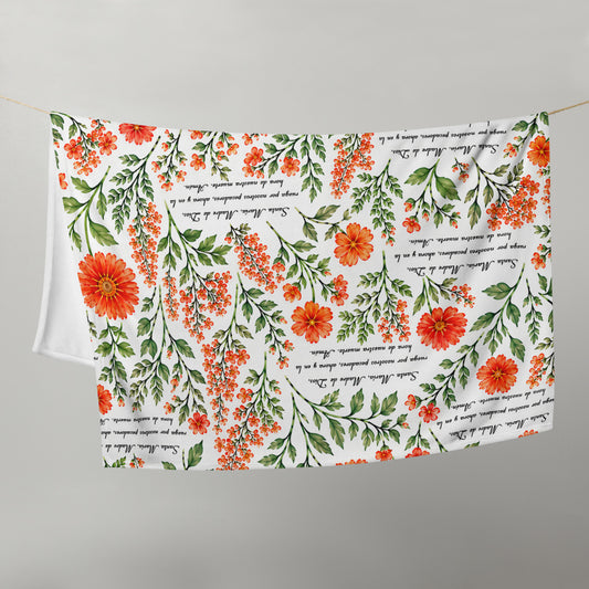 Vibrant Marigold Santa María Floral Prayer Throw Blanket
