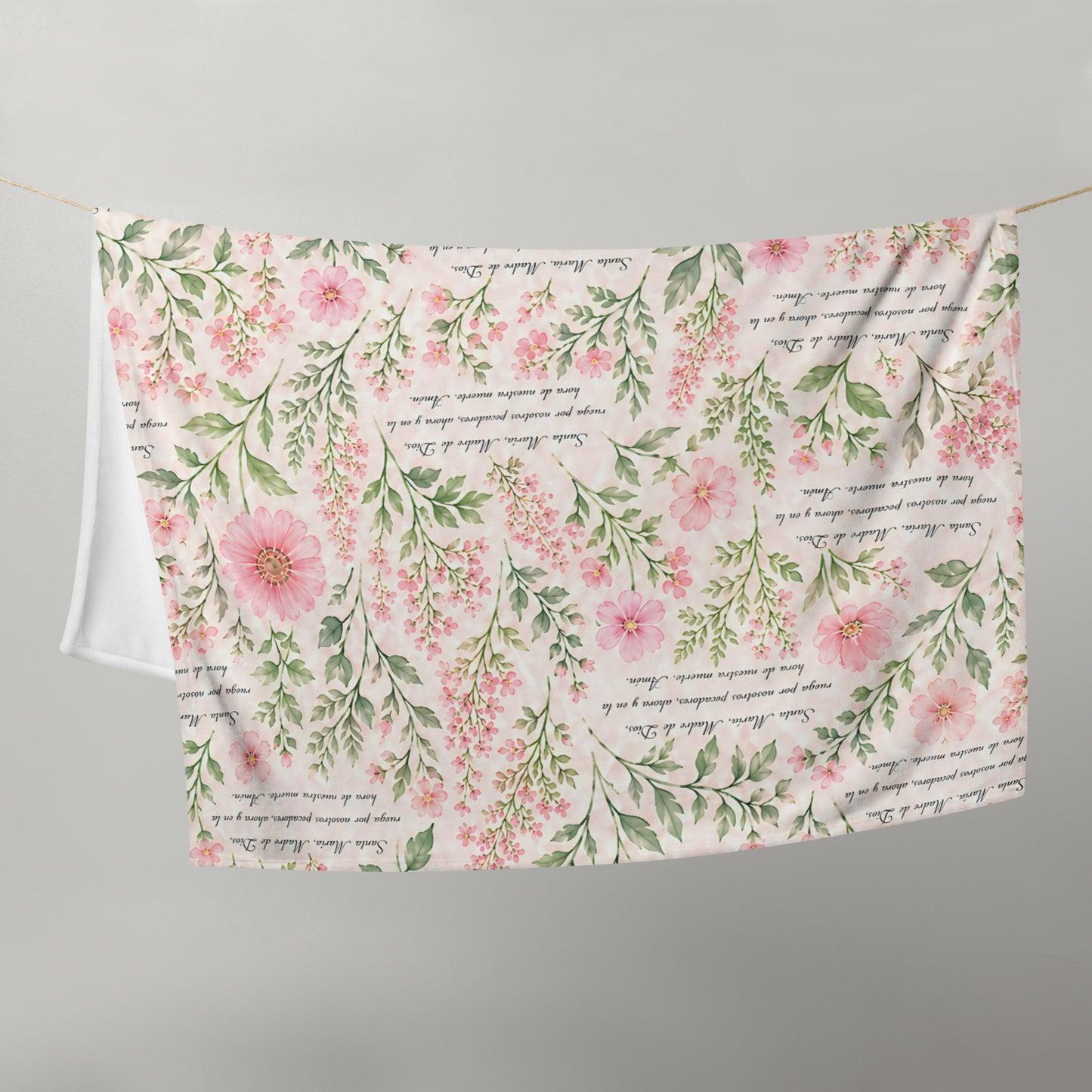 Blush Daisy Santa María Floral Prayer Throw Blanket