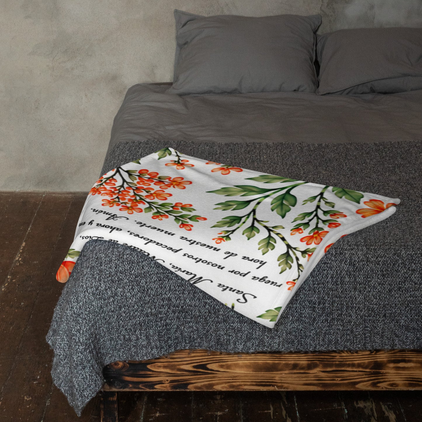 Vibrant Marigold Santa María Floral Prayer Throw Blanket
