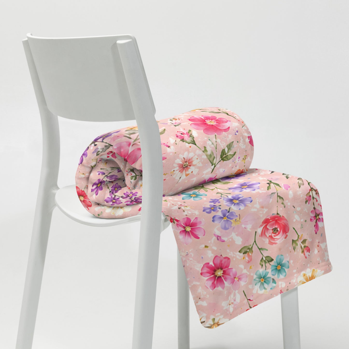 Blush Rose Garden Floral Throw Blanket