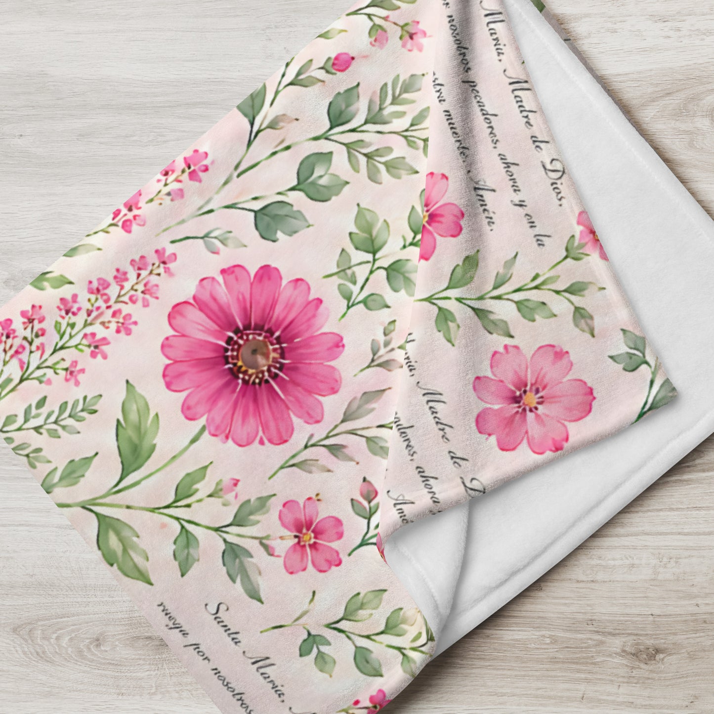 Raspberry Rose Santa María Floral Prayer Throw Blanket
