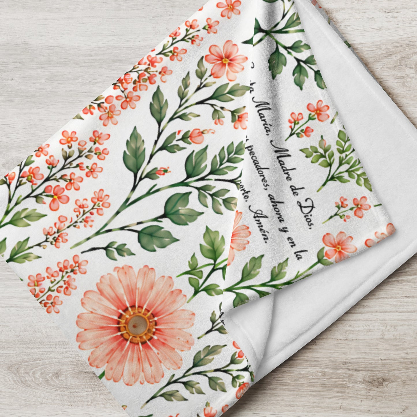 Coral Rose Santa María Floral Prayer Throw Blanket
