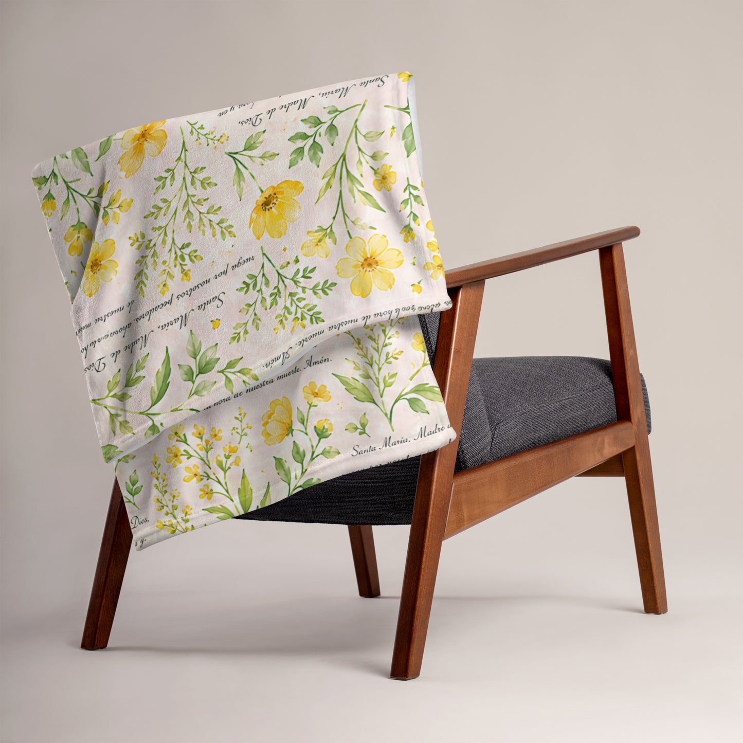 Golden Daisy Santa María Floral Prayer Throw Blanket
