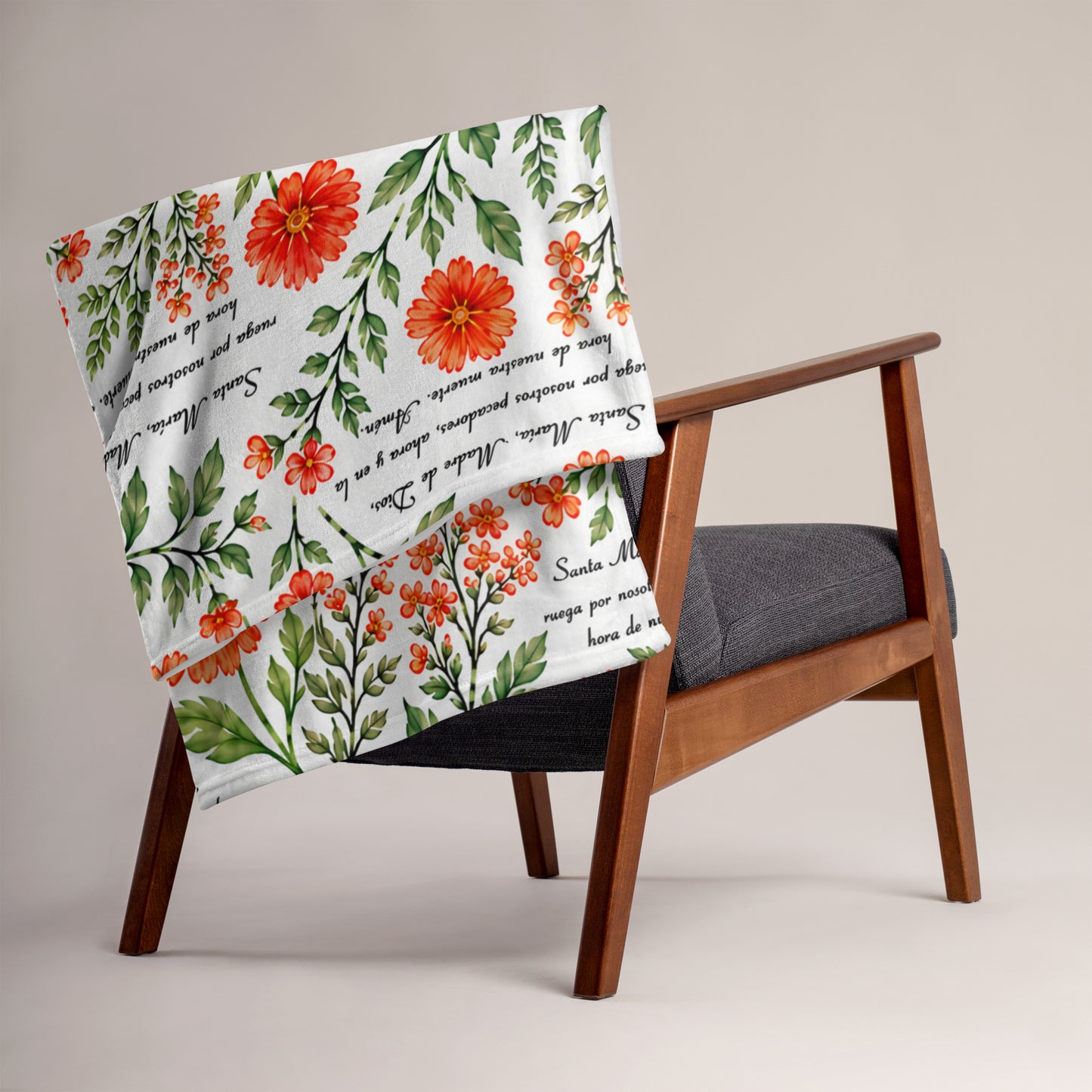 Vibrant Marigold Santa María Floral Prayer Throw Blanket