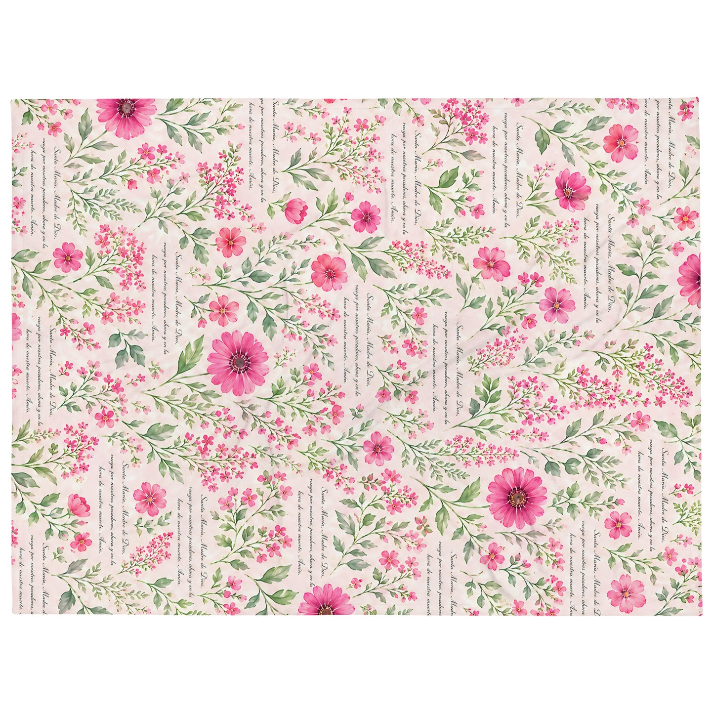 Raspberry Rose Santa María Floral Prayer Throw Blanket