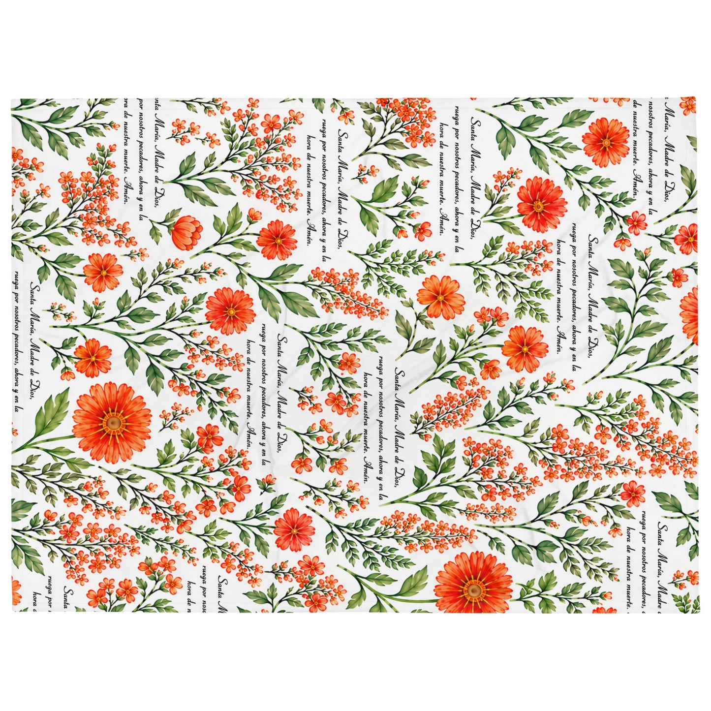 Vibrant Marigold Santa María Floral Prayer Throw Blanket