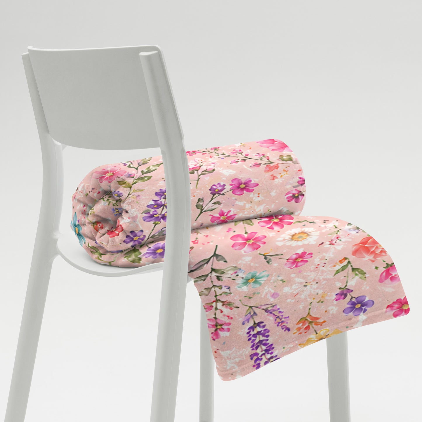 Blush Rose Garden Floral Throw Blanket