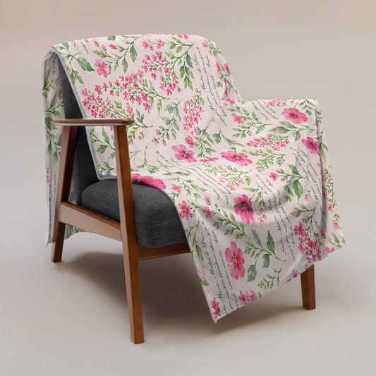 Raspberry Rose Santa María Floral Prayer Throw Blanket