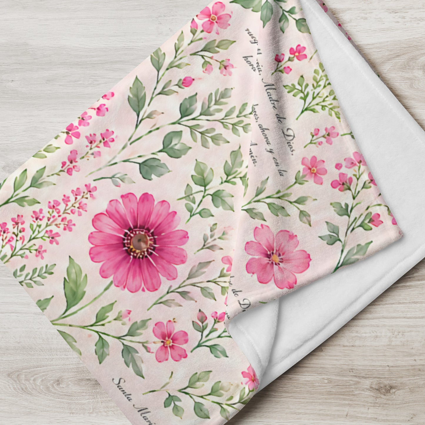 Raspberry Rose Santa María Floral Prayer Throw Blanket