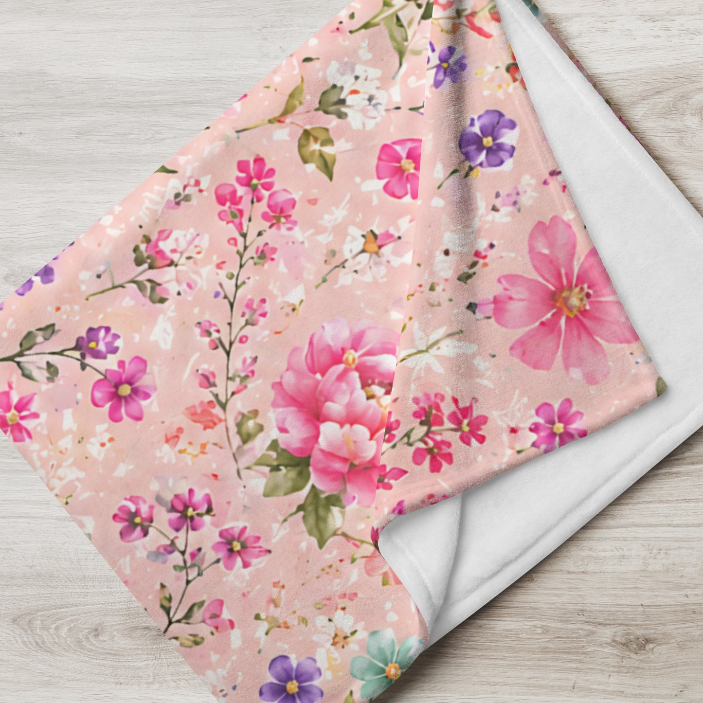 Blush Rose Garden Floral Throw Blanket