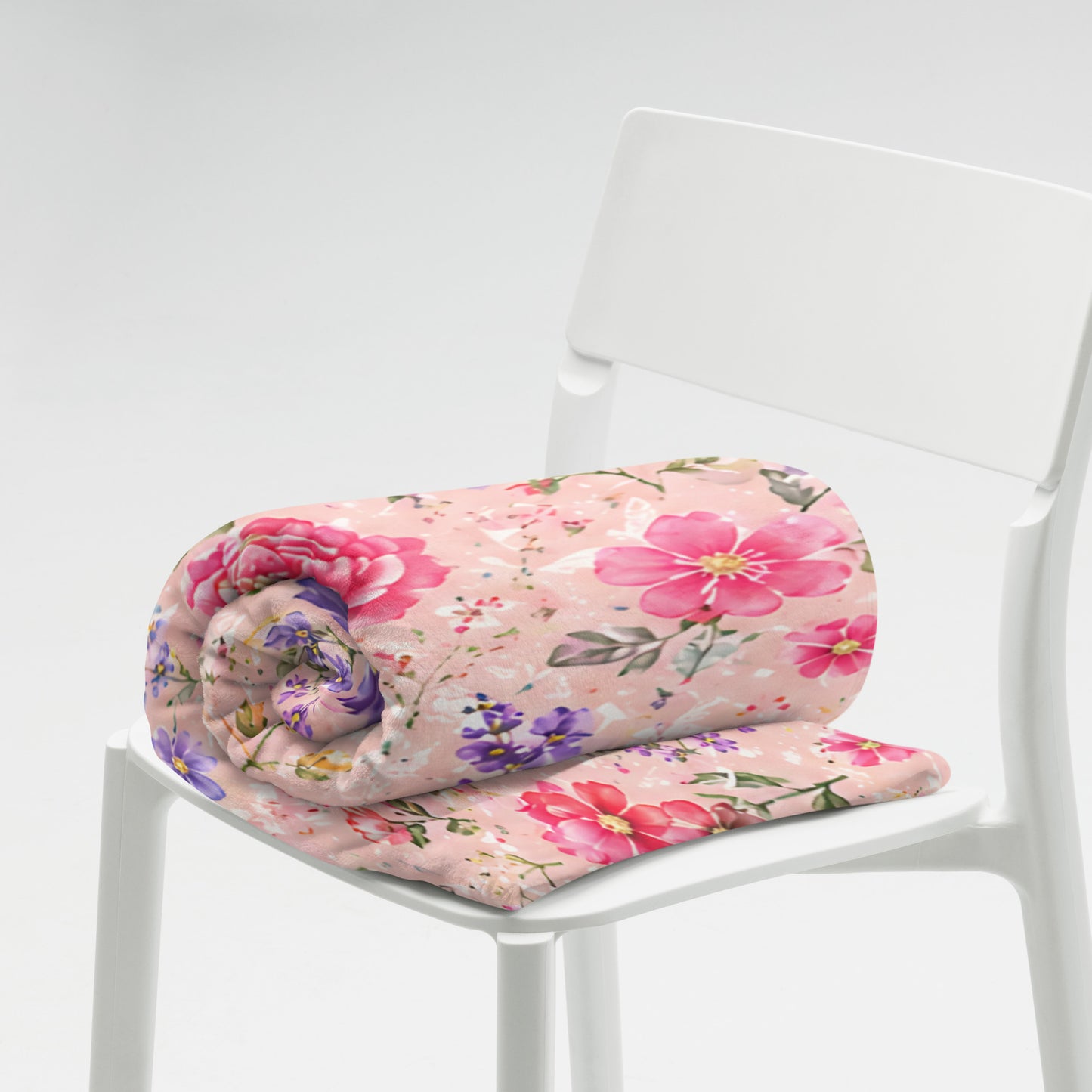 Blush Rose Garden Floral Throw Blanket