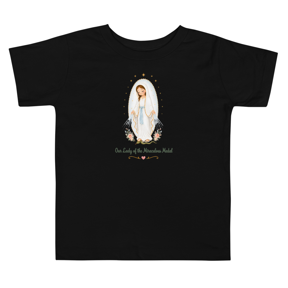 Our Lady of the Miraculous Medal Toddler — Printful flat · Black