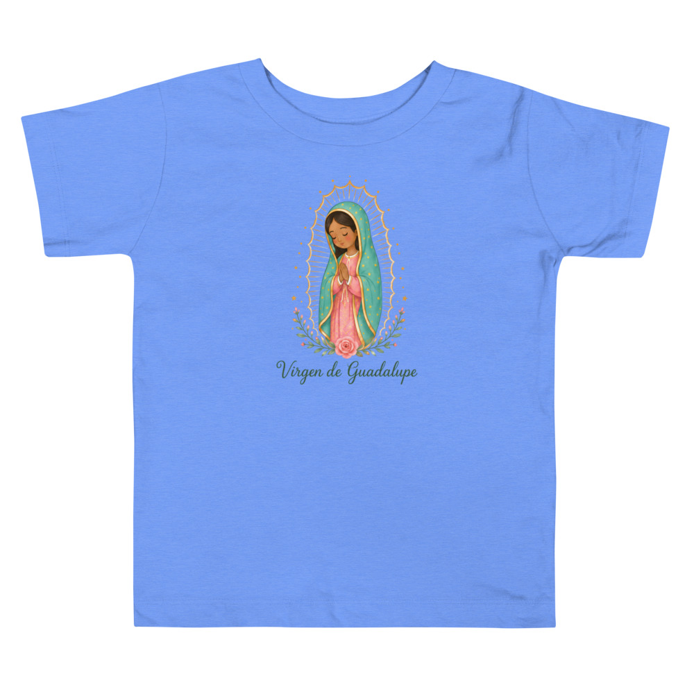 Virgen de Guadalupe Toddler — Printful flat · Heather Columbia Blue