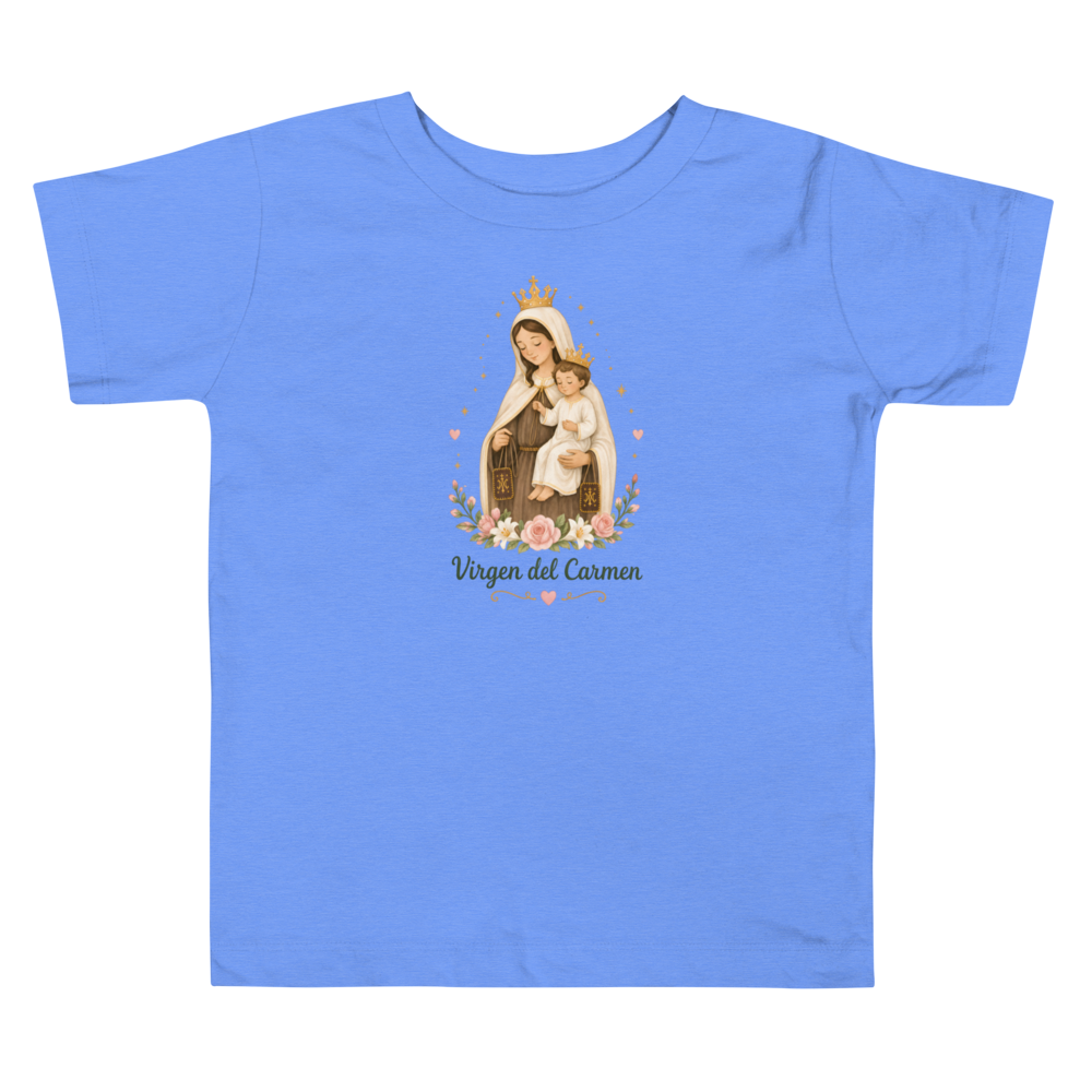 Virgen del Carmen Toddler — Printful flat · Heather Columbia Blue