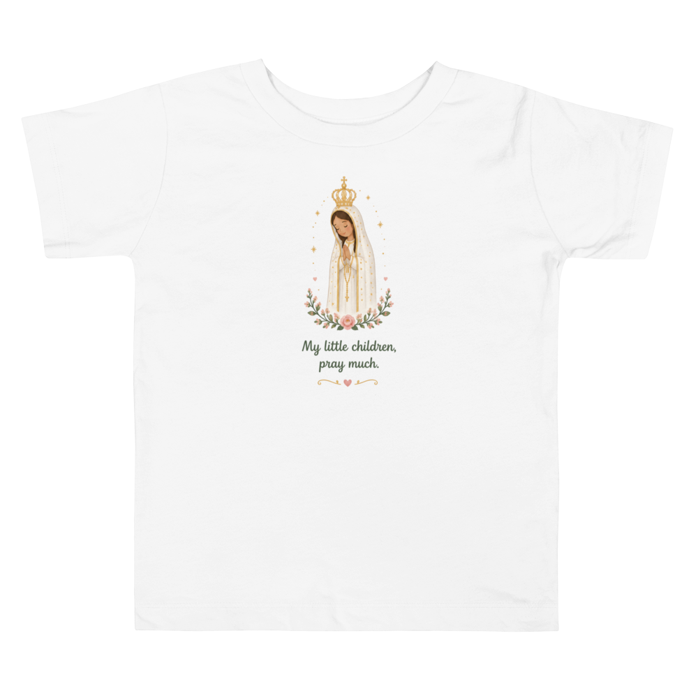 Pray Much Fátima Toddler — Printful flat · White
