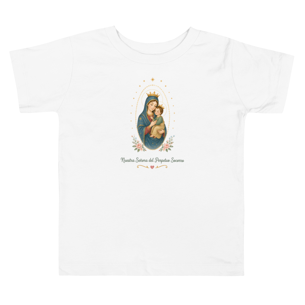 Nuestra Señora del Perpetuo Socorro Toddler — Printful flat · White