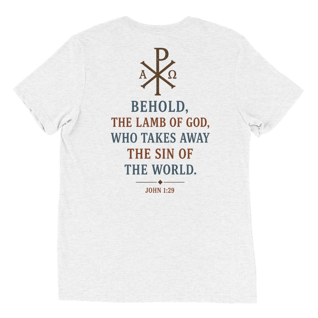 Product mockup — Solid White Triblend back