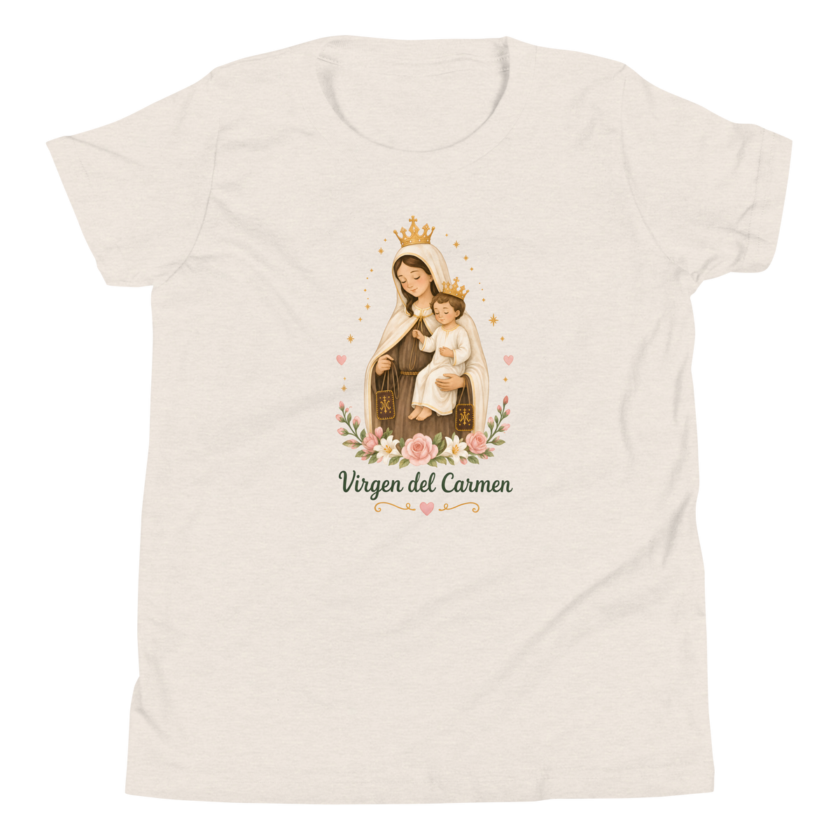 Virgen del Carmen Girls — Printful flat · Heather Dust