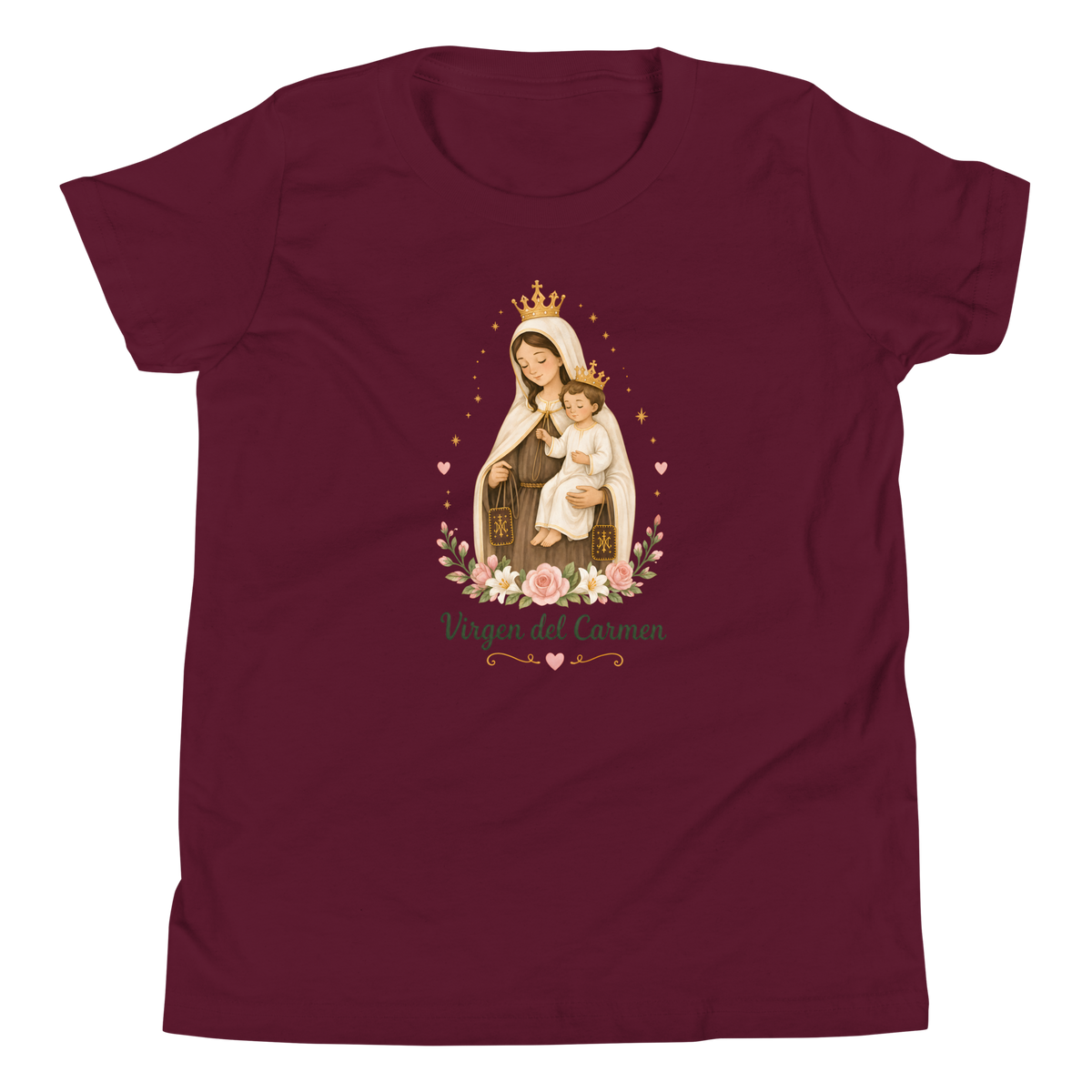 Virgen del Carmen Girls — Printful flat · Maroon