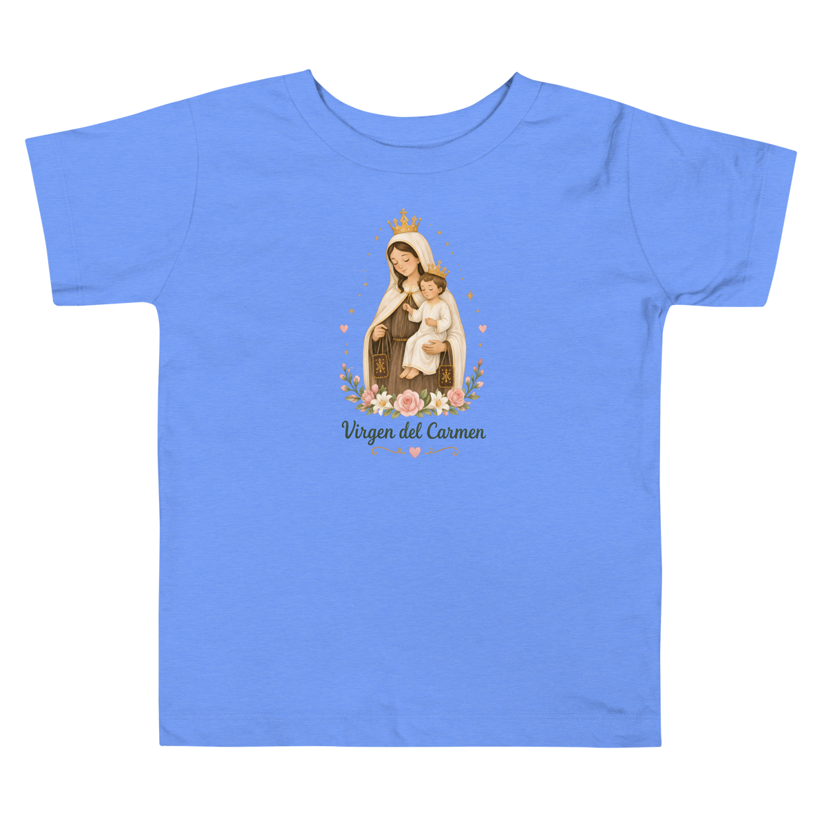 Virgen del Carmen Toddler — Printful flat · Heather Columbia Blue