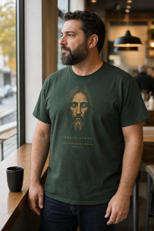 volto-santo-etched-t-shirt lifestyle · Forest Green