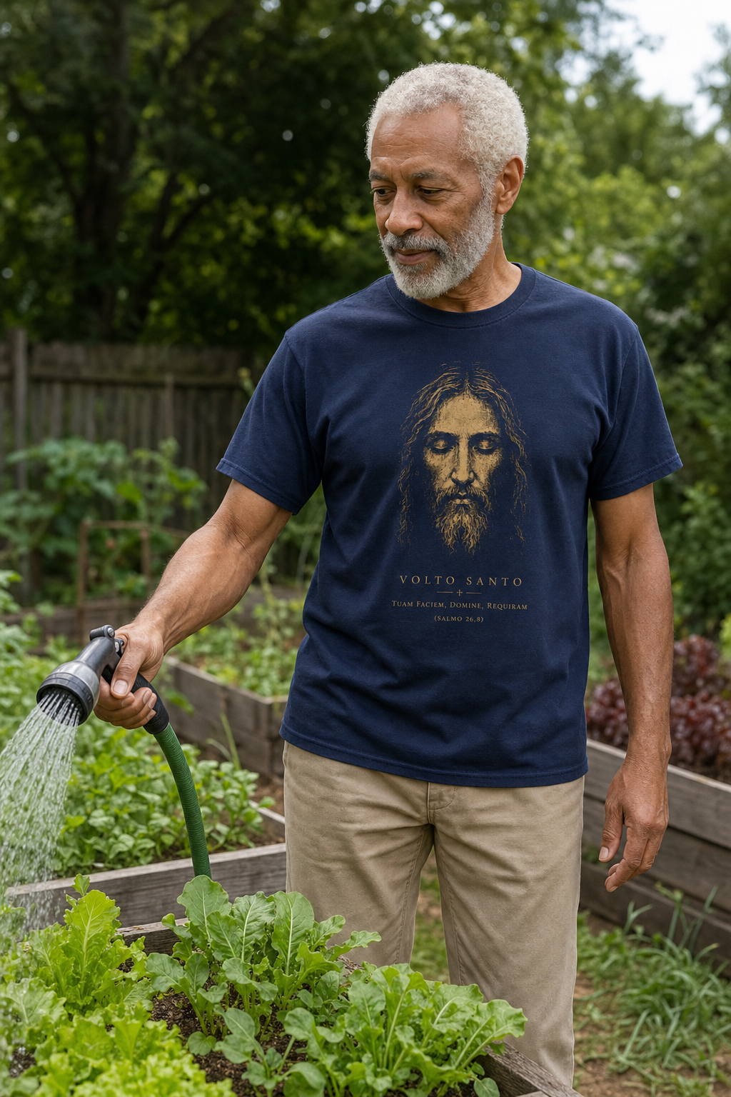 volto-santo-etched-t-shirt lifestyle · Navy