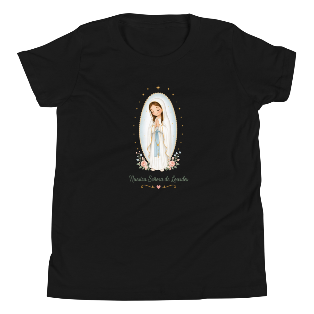Nuestra Señora de Lourdes Girls — Printful flat · Black