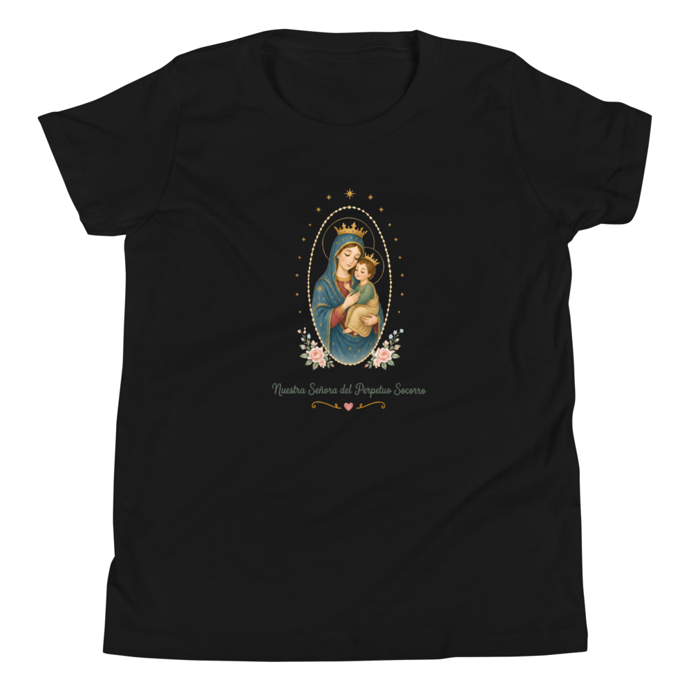 Nuestra Señora del Perpetuo Socorro Girls — Printful flat · Black