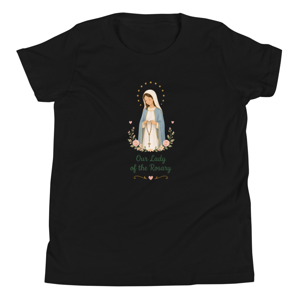 Our Lady of the Rosary Girls — Printful flat · Black