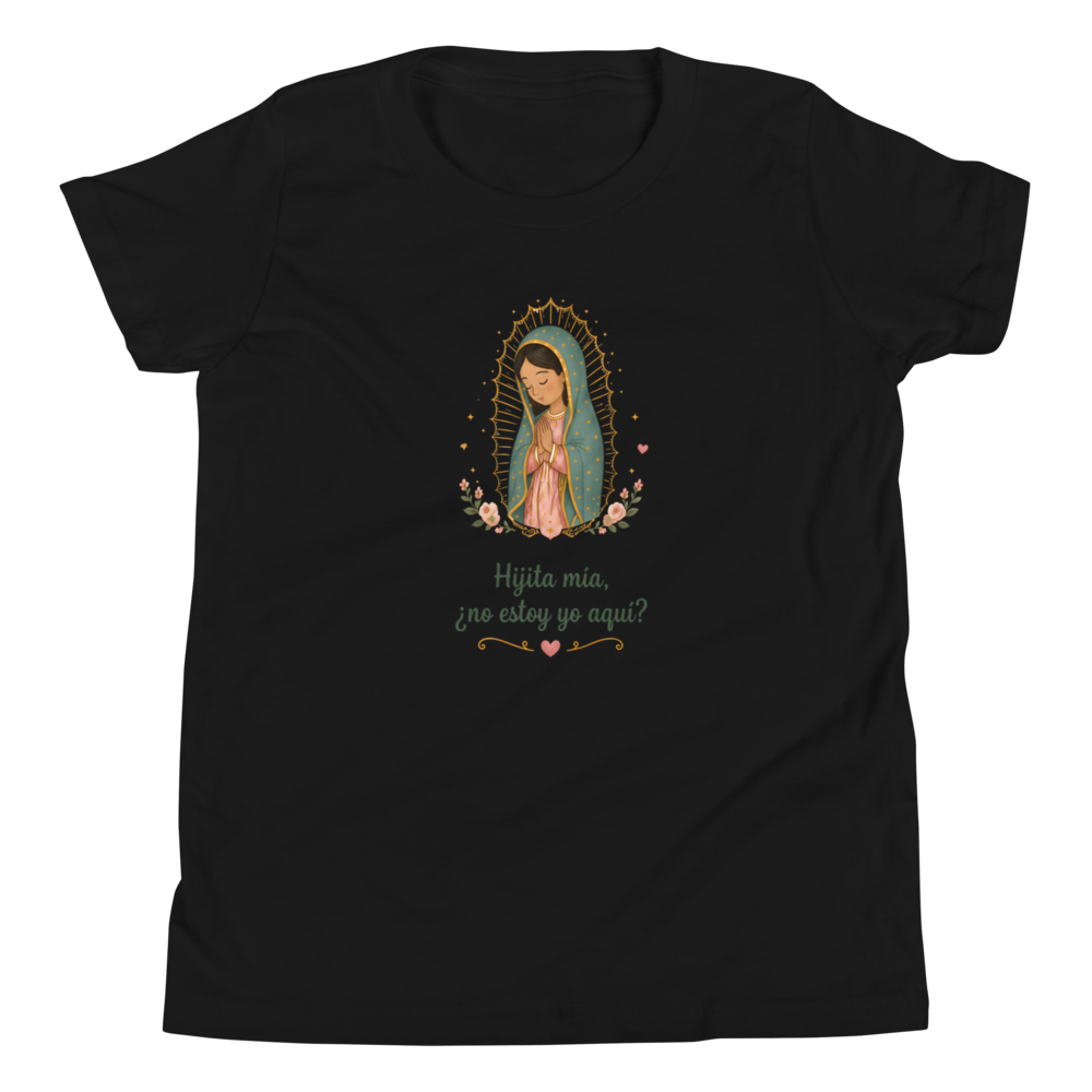 Hijita Mía Guadalupe Girls — Printful flat · Black