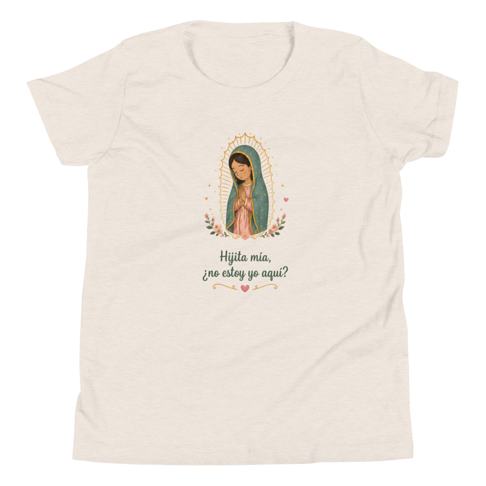 Hijita Mía Guadalupe Girls — Printful flat · Heather Dust